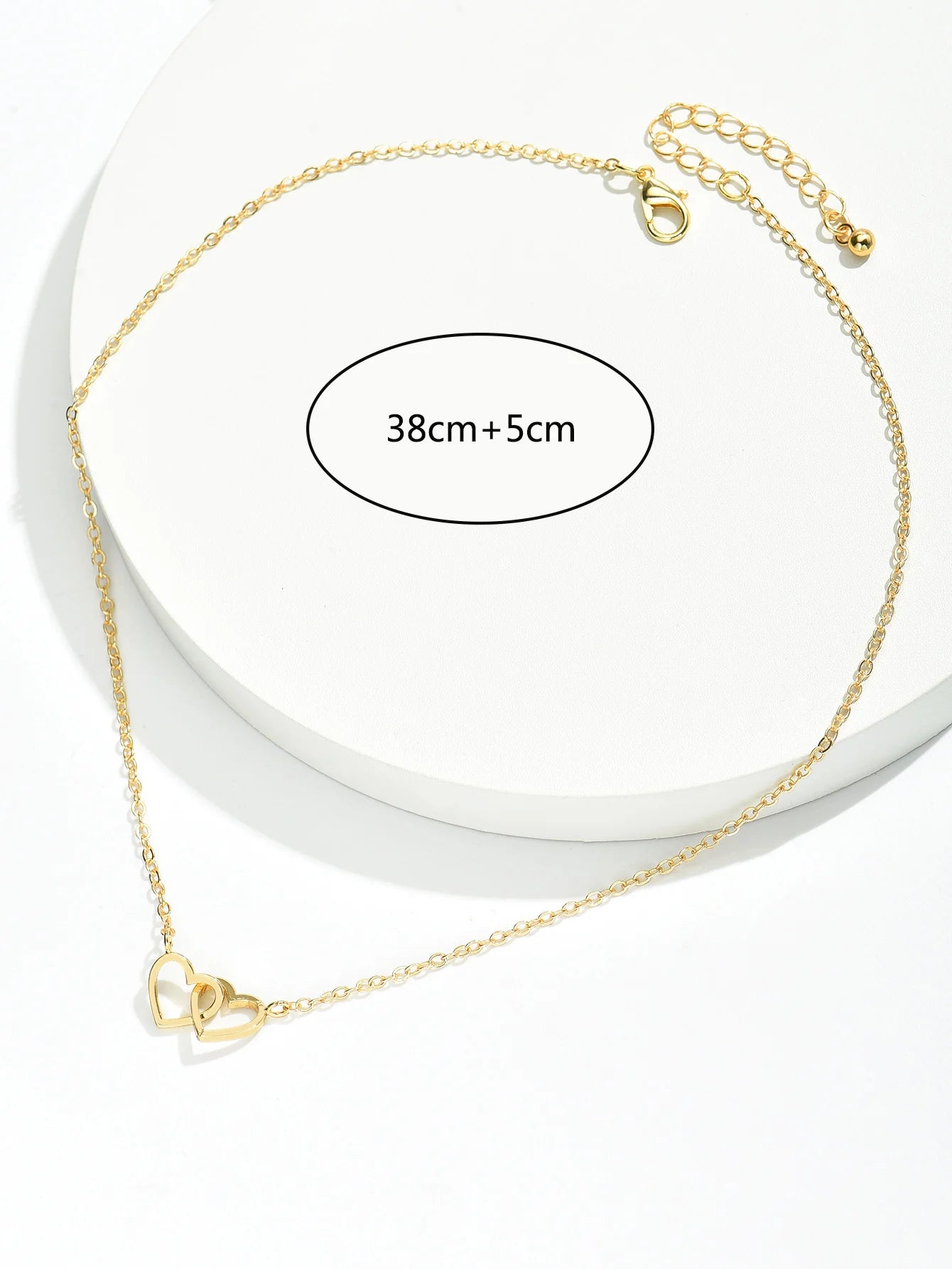 Double Hollow Heart Chain Necklace