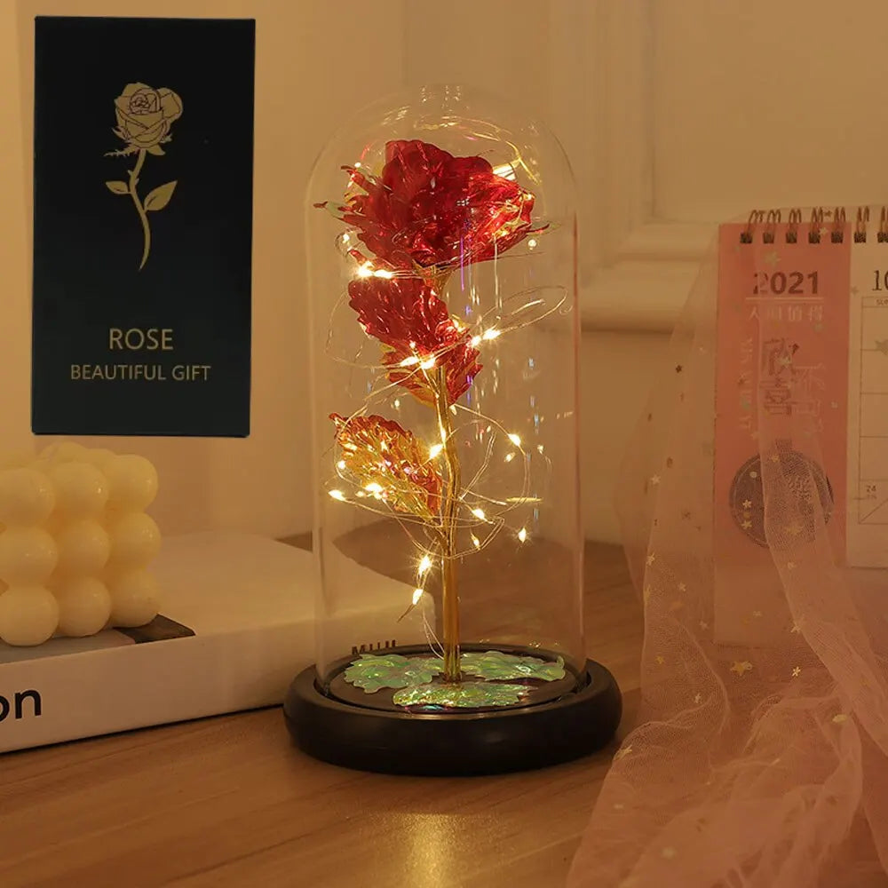 LED Enchanted Galaxy Rose in Glass Dome