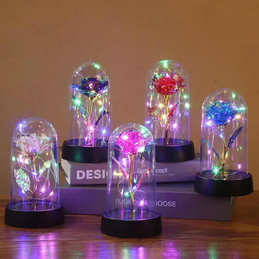 LED Enchanted Galaxy Rose in Glass Dome