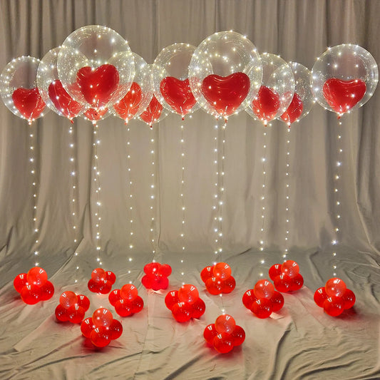 LED Light-Up Heart Balloon with String Lights